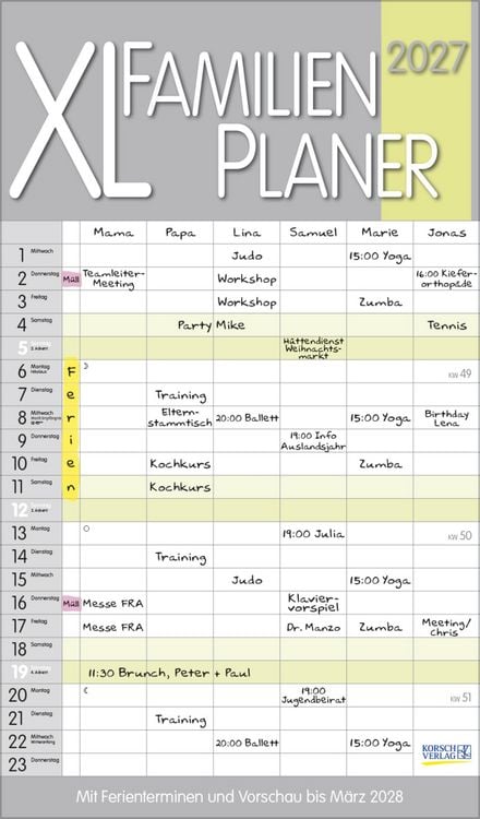 Produktbild: XL Familienplaner Pastell 2027