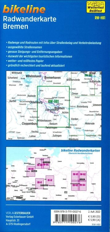 Produktbild: Radwanderkarte Bremen RW-HB1