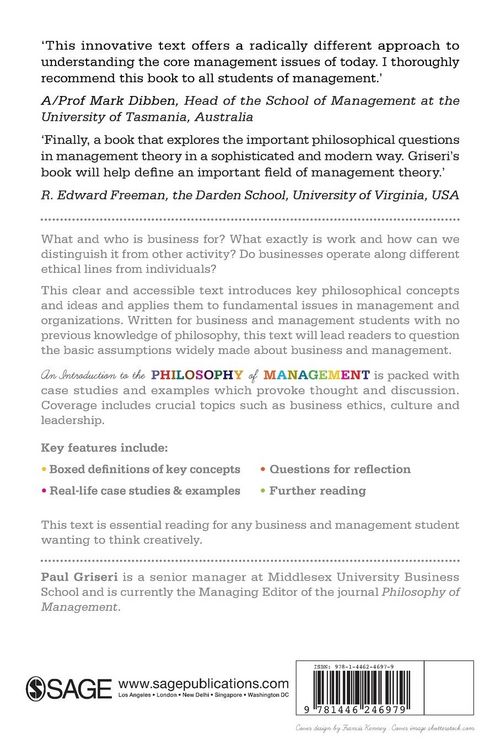 Produktbild: An Introduction to the Philosophy of Management