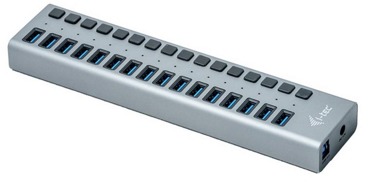 Produktbild: I-tec U3CHARGEHUB16 USB-Hub 16 Port USB-A USB 3.0 5 GBit/s Grau Charging Hub