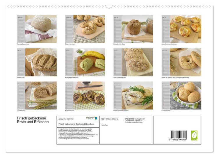 Produktbild: Frisch gebackene Brote und Br&ouml;tchen (hochwertiger Premium Wandkalender 2026 DIN A2 quer), Kunstdruck in Hochglanz