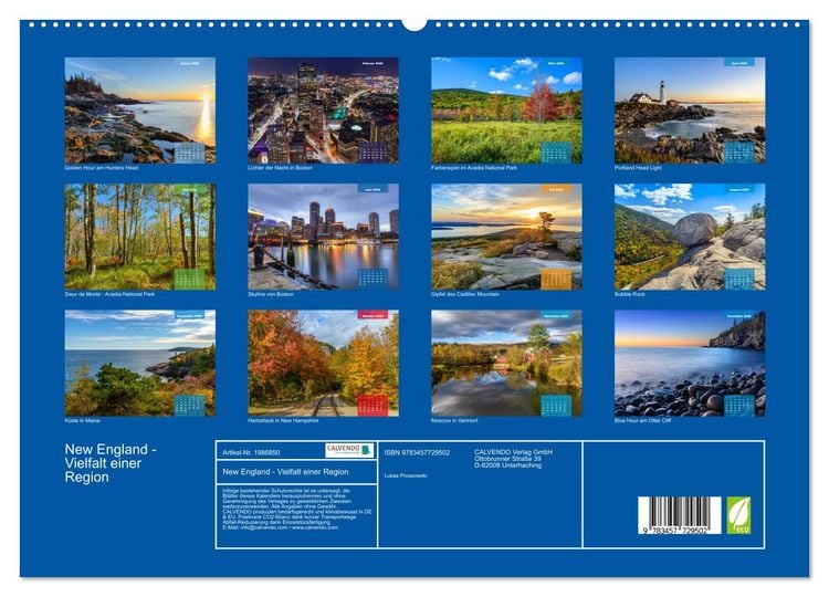 Produktbild: New England - Vielfalt einer Region (hochwertiger Premium Wandkalender 2026 DIN A2 quer), Kunstdruck in Hochglanz