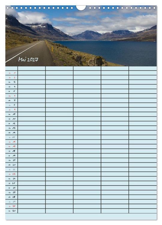 Produktbild: Island Familienplaner (Wandkalender 2027 DIN A3 hoch), CALVENDO Monatskalender