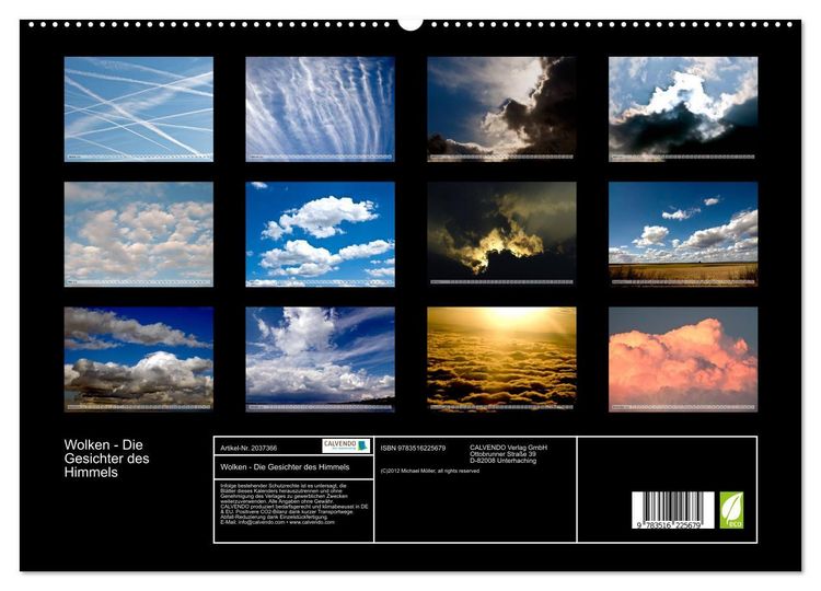 Produktbild: Wolken - Die Gesichter des Himmels (hochwertiger Premium Wandkalender 2026 DIN A2 quer), Kunstdruck in Hochglanz
