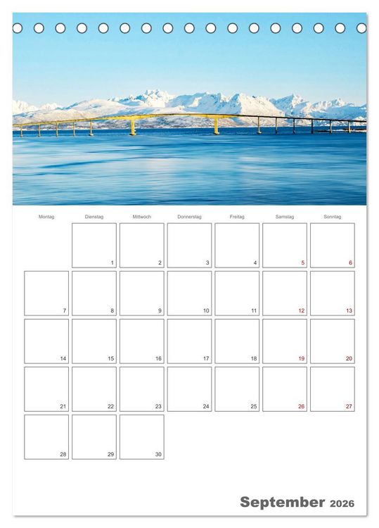 Produktbild: Die K&uuml;ste Norwegens - Terminplaner (Tischkalender 2026 DIN A5 hoch), CALVENDO Monatskalender