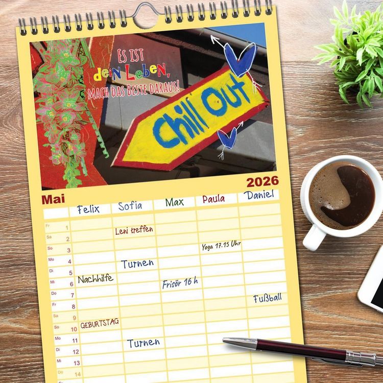 Produktbild: Familienplaner 2026 - Enjoy your life - Genie&szlig;e das Leben mit 5 Spalten (Wandkalender, 21 x 45 cm) CALVENDO