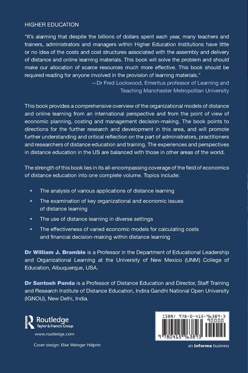 Produktbild: Economics of Distance and Online Learning