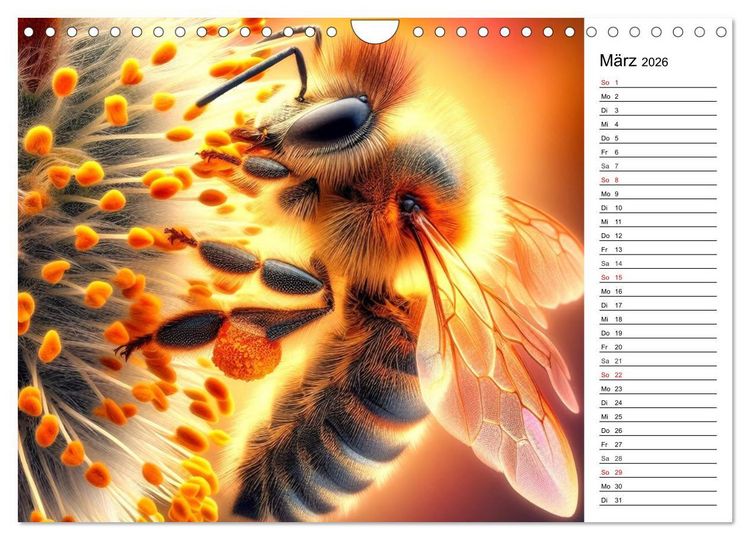 Produktbild: Biene auf Bl&uuml;te - Faszinierende Details durch k&uuml;nstliche Intelligenz (Wandkalender 2026 DIN A4 quer), CALVENDO Monatskalender