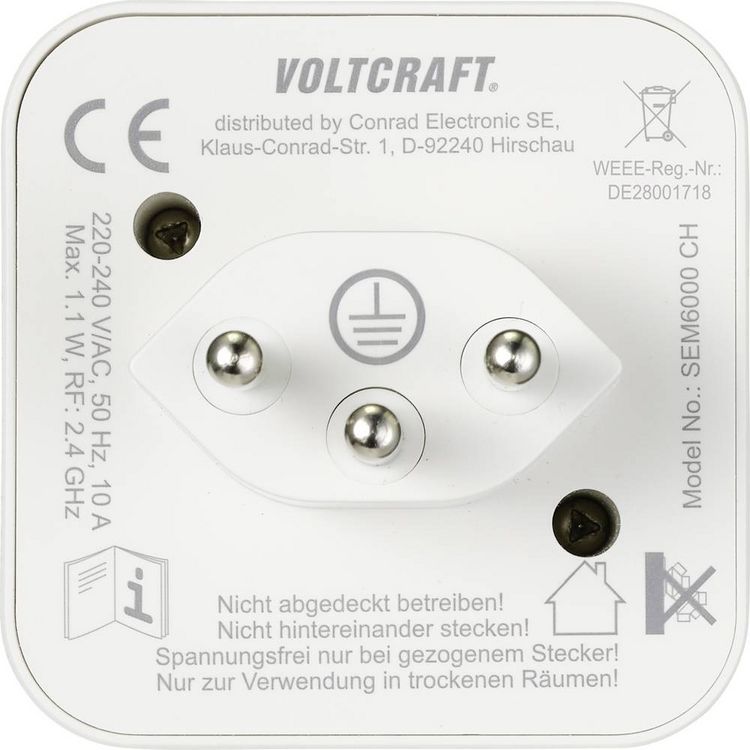 Produktbild: VOLTCRAFT SEM6000 CH Energiekosten-Messger&auml;t Bluetooth&reg;-Schnittstelle, Datenexport, Datenloggerfunktion, Kostenprognose