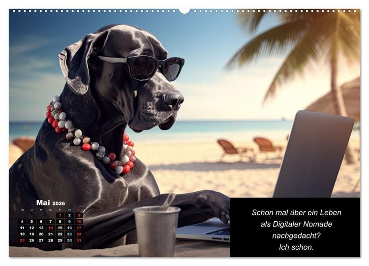Produktbild: Der humoristische Dogge Kalender (hochwertiger Premium Wandkalender 2026 DIN A2 quer), Kunstdruck in Hochglanz