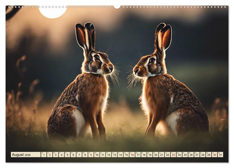 Produktbild: Heimische Tiere im Mondlicht (hochwertiger Premium Wandkalender 2026 DIN A2 quer), Kunstdruck in Hochglanz