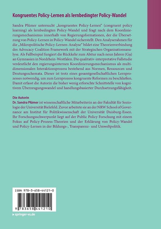 Produktbild: Kongruentes Policy-Lernen als lernbedingter Policy-Wandel