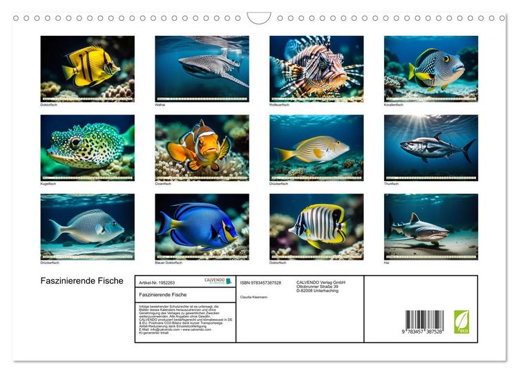 Produktbild: Faszinierende Fische (Wandkalender 2026 DIN A3 quer), CALVENDO Monatskalender