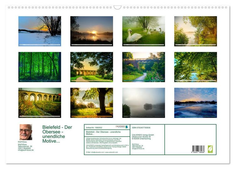 Produktbild: Bielefeld - Der Obersee - unendliche Motive... (Wandkalender 2026 DIN A2 quer), CALVENDO Monatskalender