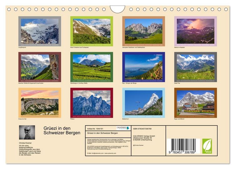 Produktbild: Gr&uuml;ezi in den Schweizer Bergen (Wandkalender 2026 DIN A4 quer), CALVENDO Monatskalender