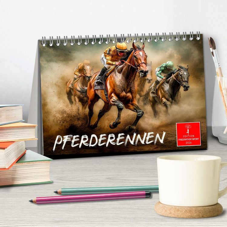 Produktbild: Pferderennen (Tischkalender 2026 DIN A5 quer), CALVENDO Monatskalender