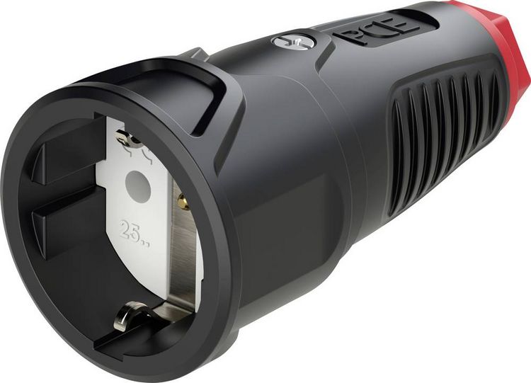Produktbild: PCE 2510-sr Schutzkontaktkupplung Gummi, Thermoplast 250 V Schwarz, Rot