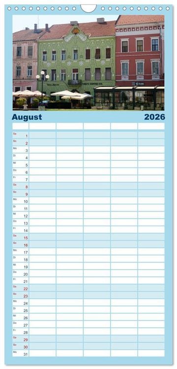 Produktbild: Familienplaner 2026 - Streifz&uuml;ge durch Arad mit 5 Spalten (Wandkalender, 21 x 45 cm) CALVENDO