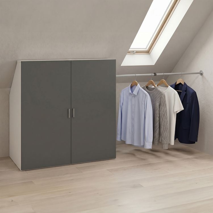 Produktbild: Dachschr&auml;gen Kleiderschrank mit Stange Dacho L