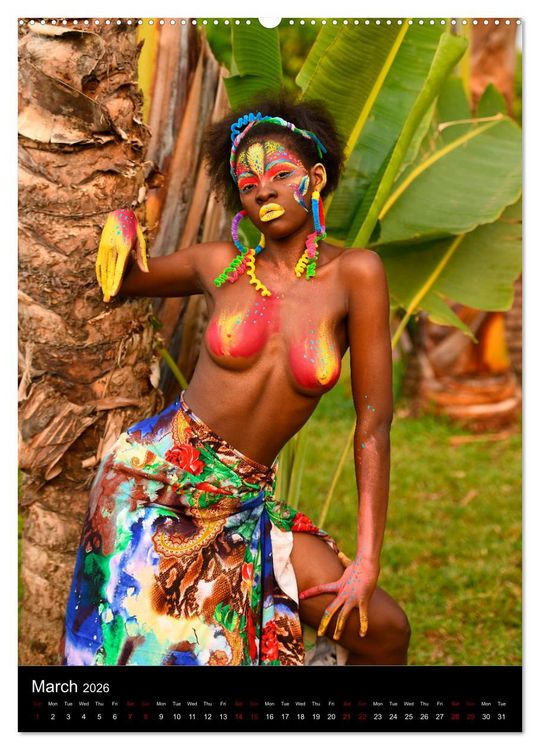 Produktbild: Equatorial Guinea Bodypainting Festival (High Quality Premium Wall Calendar 2026 DIN A2 portrait),CALVENDO 12 Month Wall Calendar