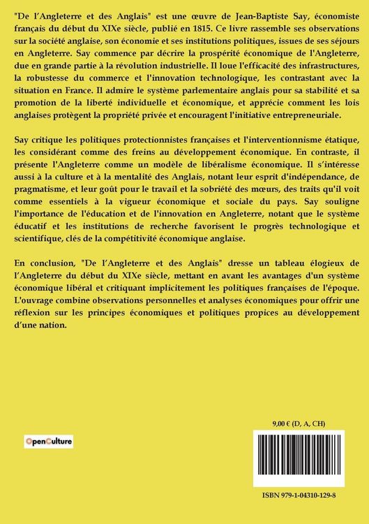 Produktbild: De l'Angleterre et des Anglais