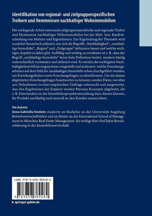 Produktbild: Identifikation von regional- und zielgruppenspezifischen Treibern und Hemmnissen nachhaltiger Wohnimmobilien