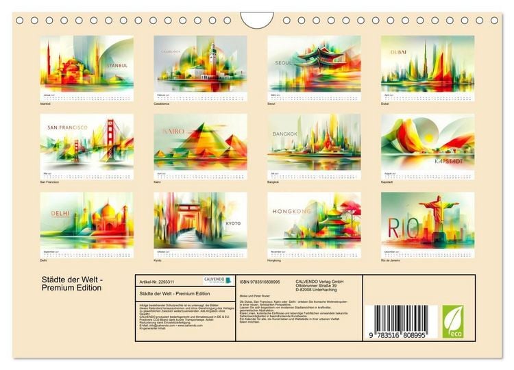 Produktbild: St&auml;dte der Welt - Premium Edition (Wandkalender 2027 DIN A4 quer), CALVENDO Monatskalender