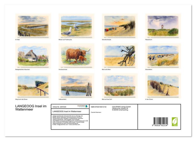 Produktbild: LANGEOOG Insel im Wattenmeer (Wandkalender 2026 DIN A3 quer), CALVENDO Monatskalender