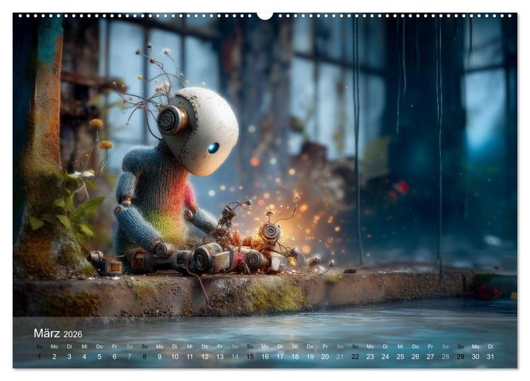 Produktbild: Die Melancholie der kleinen Roboter (Wandkalender 2026 DIN A2 quer), CALVENDO Monatskalender