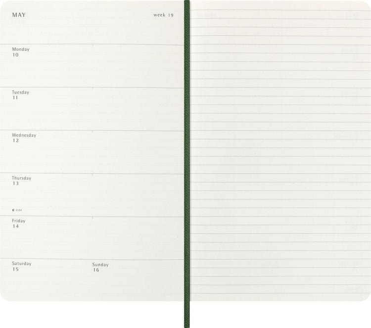 Produktbild: Moleskine 12 Monate Wochen Notizkalender 2027, Large/A5, 1 Wo = 1 Seite, rechts linierte Seite, Weicher Einband, Myrtengr&uuml;n