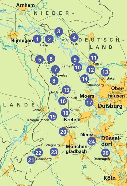 Produktbild: BVA Die 25 sch&ouml;nsten E-Bike Touren am Niederrhein mit Knotenpunkten