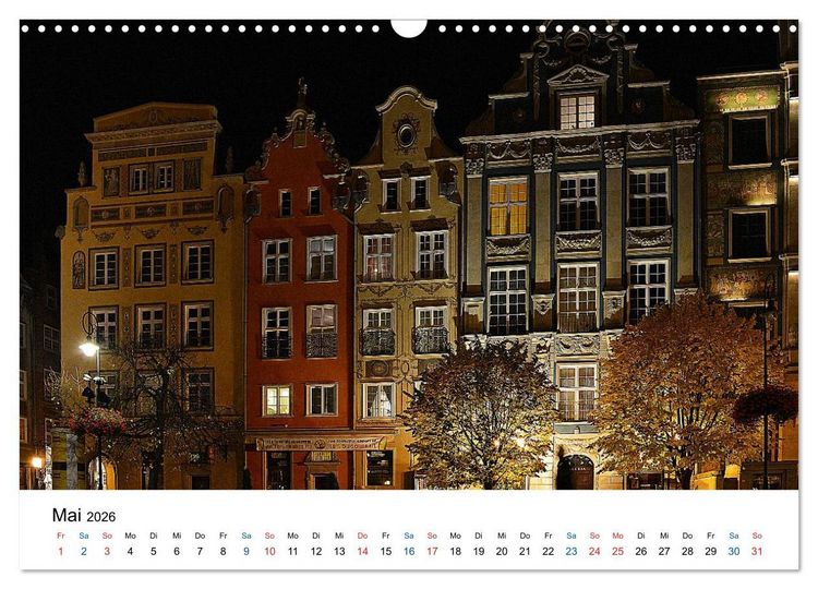 Produktbild: Das alte Danzig - Ein Stadtbummel am Abend (Wandkalender 2026 DIN A3 quer), CALVENDO Monatskalender