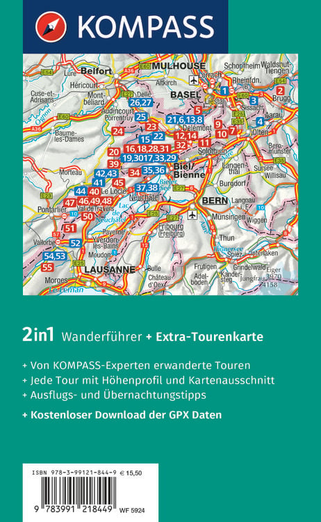 Produktbild: KOMPASS Wanderf&uuml;hrer Schweizer Jura, 55 Touren