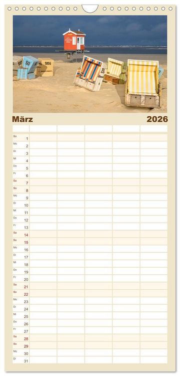 Produktbild: Familienplaner 2026 - Traumstr&auml;nde der Nordsee mit 5 Spalten (Wandkalender, 21 x 45 cm) CALVENDO