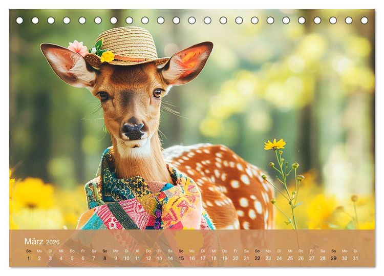 Produktbild: Waldtiere mit Stil. Tierische Trendsetter in der Natur (Tischkalender 2026 DIN A5 quer), CALVENDO Monatskalender