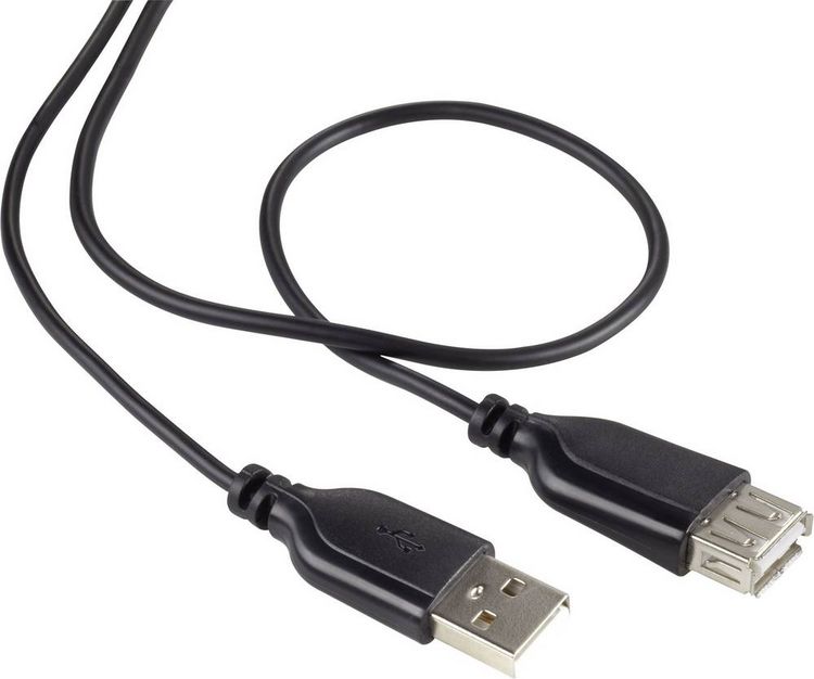 Produktbild: Renkforce USB-Kabel USB 2.0 USB-A Stecker, USB-A Buchse 1.00 m Schwarz SuperSoft-Ummantelung RF-4080795
