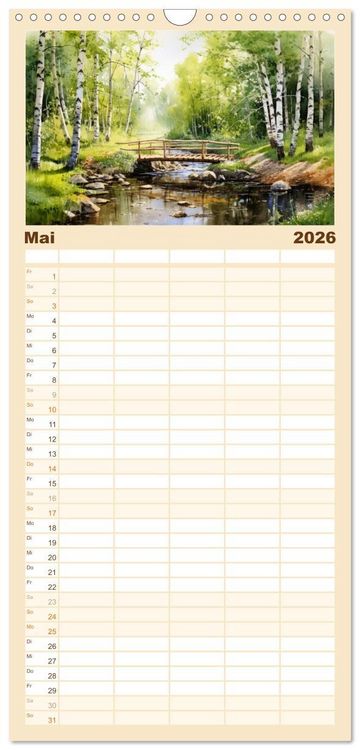 Produktbild: Familienplaner 2026 - Br&uuml;ckenromantik mit 5 Spalten (Wandkalender, 21 x 45 cm) CALVENDO
