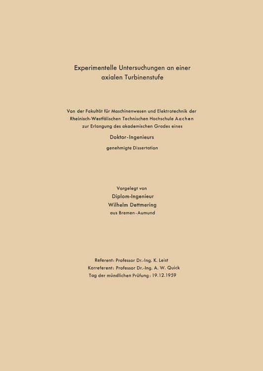 Produktbild: Experimentelle Untersuchungen an einer axialen Turbinenstufe