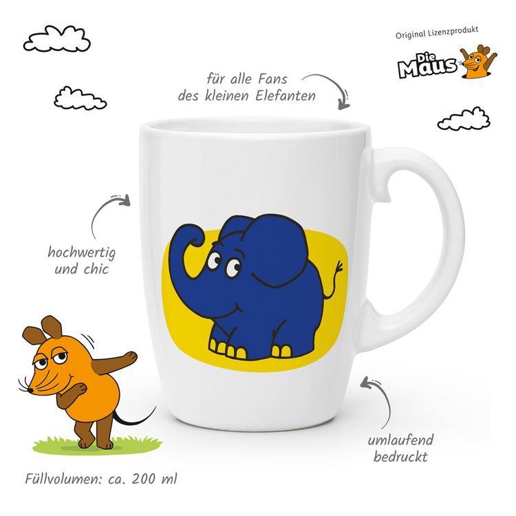 Produktbild: Tr&ouml;tsch Die Maus Kindertasse Elefant Geschenktasse aus Porzellan