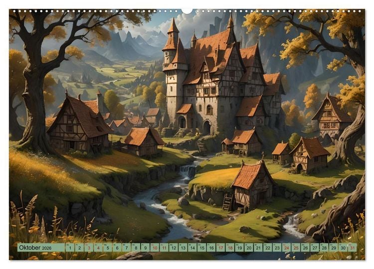 Produktbild: Mittelalterliche St&auml;dte und Burgen (hochwertiger Premium Wandkalender 2026 DIN A2 quer), Kunstdruck in Hochglanz