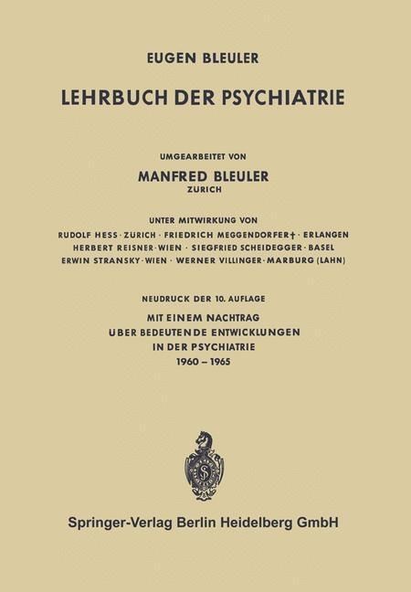 Produktbild: Lehrbuch der Psychiatrie