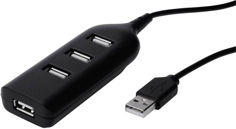 Produktbild: Digitus AB-50001-1 USB-Hub 4 Port USB-A USB 2.0 480 MBit/s Schwarz AB-50001-1