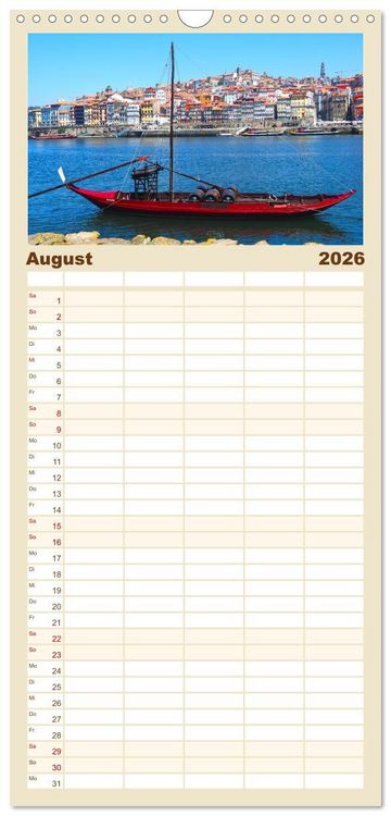 Produktbild: Familienplaner 2026 - Bom Dia Sch&ouml;nes Porto mit 5 Spalten (Wandkalender, 21 x 45 cm) CALVENDO