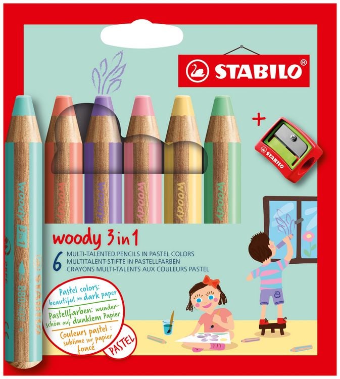 Produktbild: STABILO Buntstifte woody 3in1 Pastell 5er +Spitzer