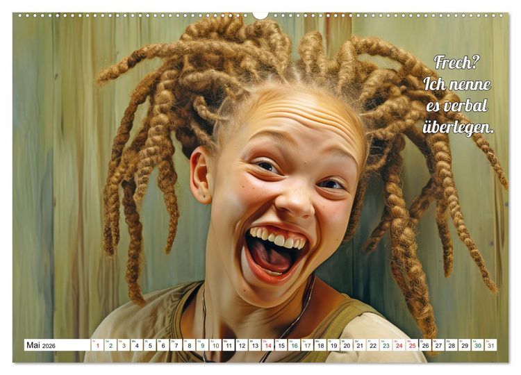 Produktbild: Spr&uuml;che mit Humor - KI-Bilder (Wandkalender 2026 DIN A2 quer), CALVENDO Monatskalender