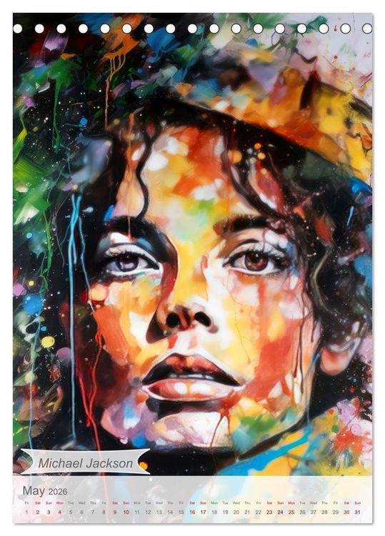 Produktbild: Music legends in magic art (Desk Calendar 2026 DIN A5 portrait), CALVENDO 12 Month DeskCalendar