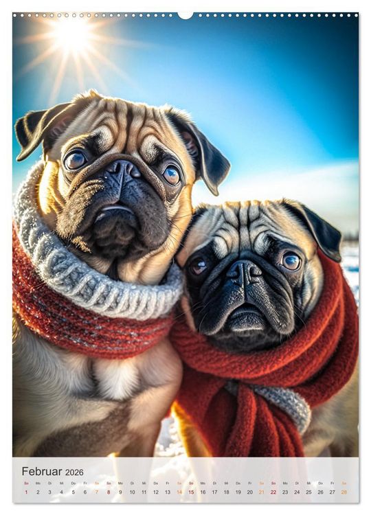Produktbild: Mein Mops-Kalender (hochwertiger Premium Wandkalender 2026 DIN A2 hoch), Kunstdruck in Hochglanz