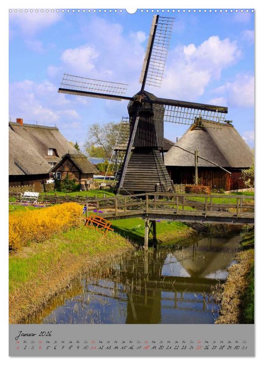 Produktbild: Windm&uuml;hlen in Norddeutschland (Wandkalender 2026 DIN A2 hoch), CALVENDO Monatskalender