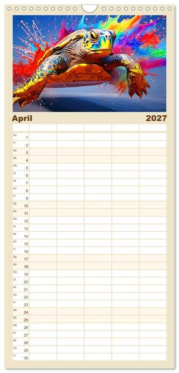 Produktbild: Familienplaner 2027 - Farbsplash in der Tierwelt mit 5 Spalten (Wandkalender, 21 x 45 cm) CALVENDO