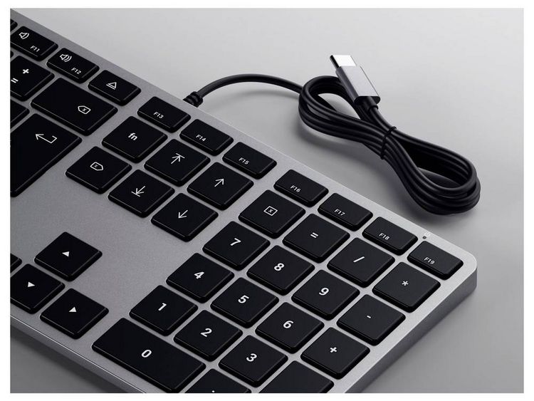 Produktbild: Satechi Slim W3 Kabelgebunden Tastatur Deutsch, QWERTZ Anthrazit Multimediatasten, mit numerischer Tastatur, Beleuchtet